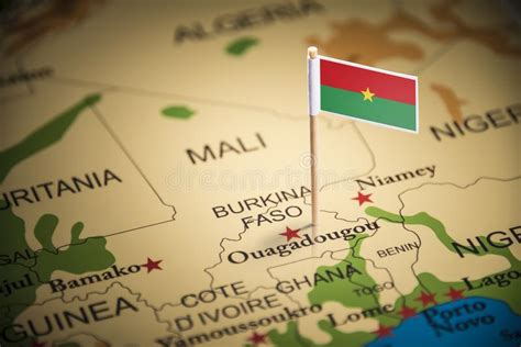 Burkina Faso Marked With A Flag On The Map Stock Image Image Of Flag