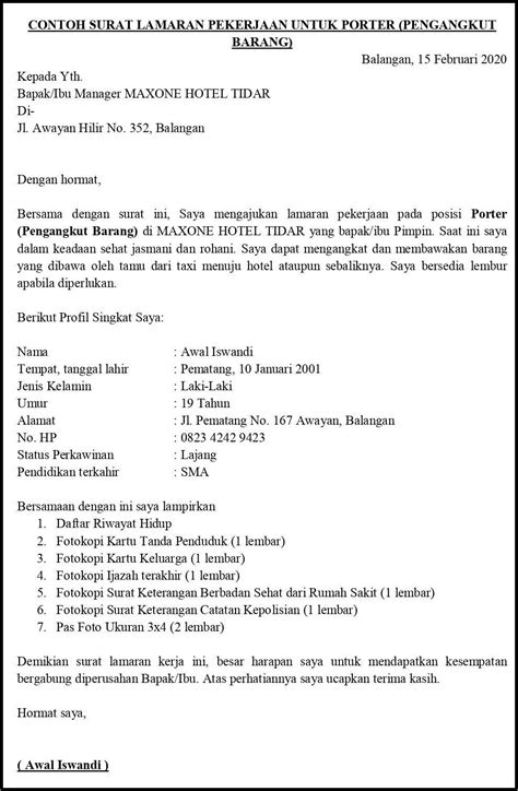 Contoh Surat Lamaran Pekerjaan Yang Bergabung Dengan Riwayat Hidup