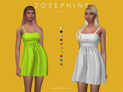 Plumbobs N Fries Josephine Dress V2 Josephine Dress Dresses Sims