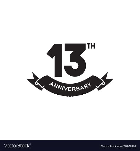 13th Year Celebrating Anniversary Emblem Logo Vector Image