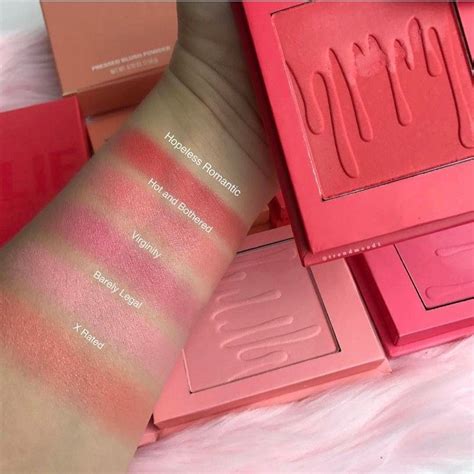 2017 kylie cosmetics pressed blush powder hopeless romantic hot and bothered x rated virginity