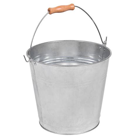 9 10 12l Litre Bucket Galvanised Metal Heavy Duty Wooden Handle By Home