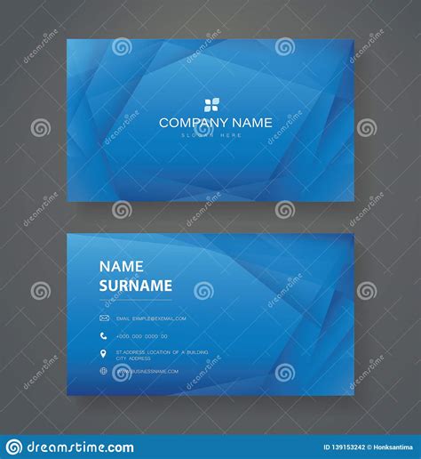 Modern Blue Triangle Double Sided Business Card Template Vector Eps10