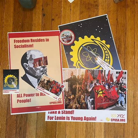 Lot Set Cpusa Ycl Communist Party Usa Posters And Stickers 2022 Union