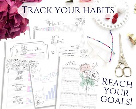 Weekly And Monthly Habit Trackers Progress Graphs Goal Planner