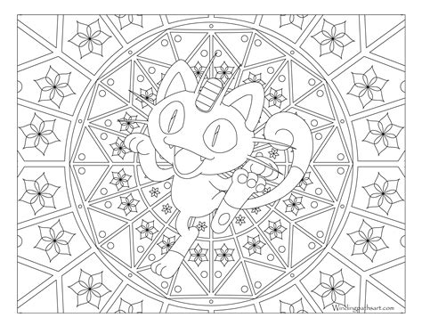 Pokemon coloring pages free download: #052 Meowth Pokemon Coloring Page · Windingpathsart.com