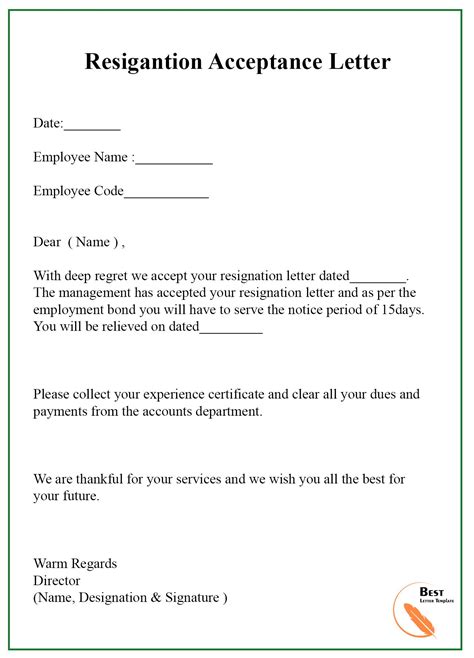 9 Resignation Acceptance Letter Template Examples
