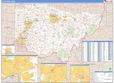 Ohio Southern Wall Map Basic Style By Marketmaps Maps