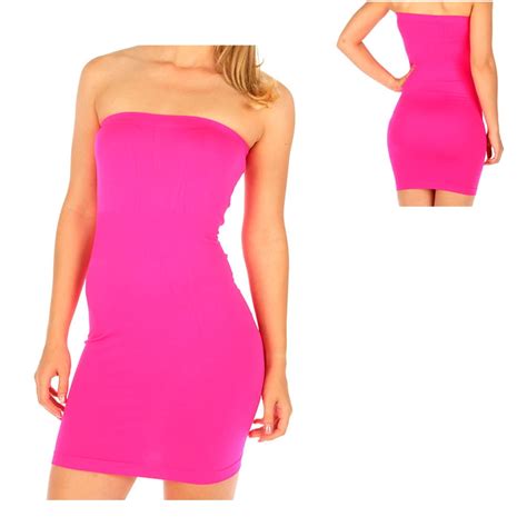 Mini Dress Tight Fitted Stretch Seamless Strapless Tube Womens Bodycon