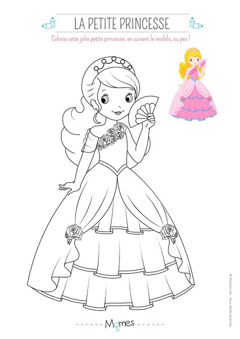 Coloriage de princesse avec modèle Momes net