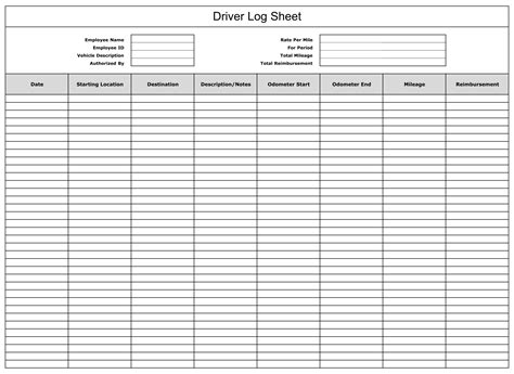 Driver Log Sheet Template Awesome Design Layout Templates