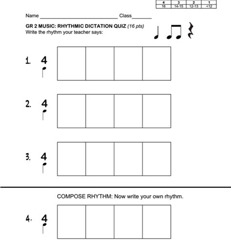 Rhythmic Dictation Quiz Music Curriculum Music Rhythm Activities