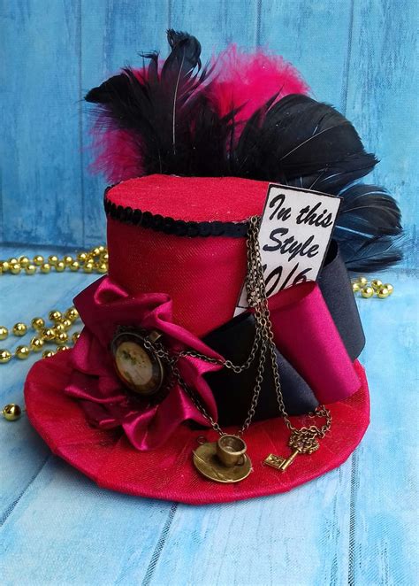 Mad Hatter Hat Alice In Wonderland Woman Top Hat Red Etsy