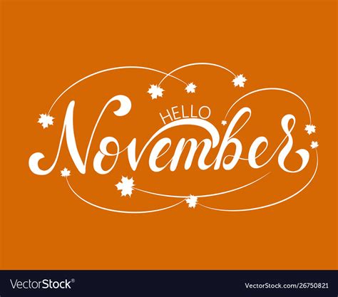 November Lettering Typography On Royalty Free Vector Image