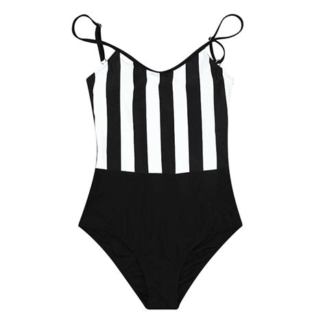 Nsendm Backless Women Sling Swimsuit Retro Ladies One Piece Striped Swimwears Sheer Bikini