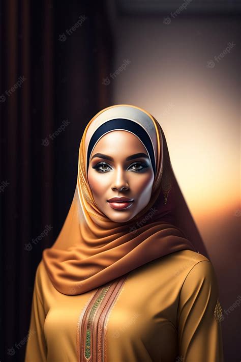 Premium Photo Islamic Women Wearing Hijab Beautiful Muslim Women Portrait Illustration