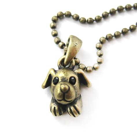 Adorable Puppy Dog Animal Charm Pendant Necklace In Bronze · Dotoly