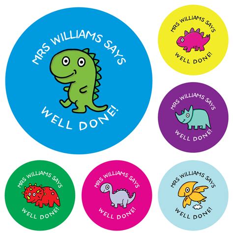 Personalised Dinosaur Well Done Reward Stickers — Myclassroom