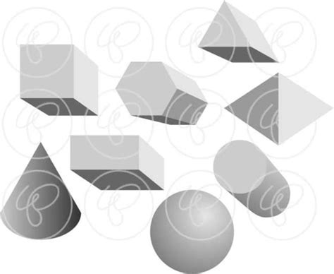 Math Manipulatives Shapes Grayscale Clipart Set 300 Dpi Etsy