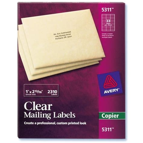 Avery Clear Labels Template Printer Williamson