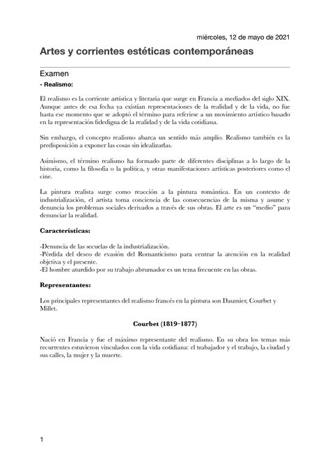 Solution Artes Y Corrientes Est Ticas Examen Studypool