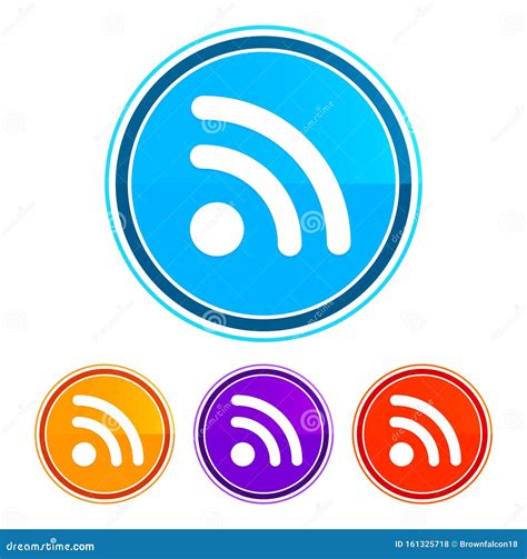 Rss Feed Icon Flat Design Round Buttons Set Illustration Design Stock