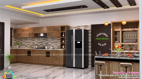 Luxurious Bathroom Bedroom Open Kitchen Interior Kerala Home Design