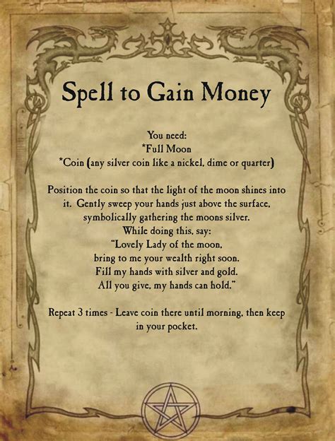 Spell to Gain Money for homemade Halloween Spell book. | Halloween spell book, Witch spell book 
