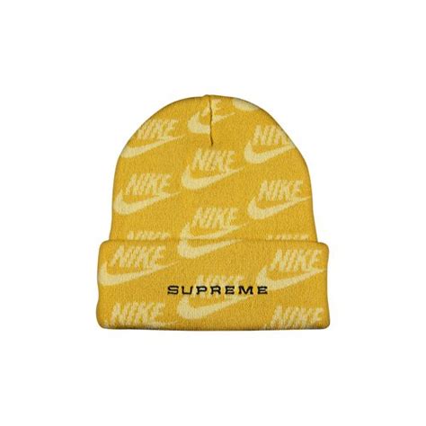 Supreme X Nike Jacquard Logos Beanie Pale Yellow Ss21bn2paleyellow