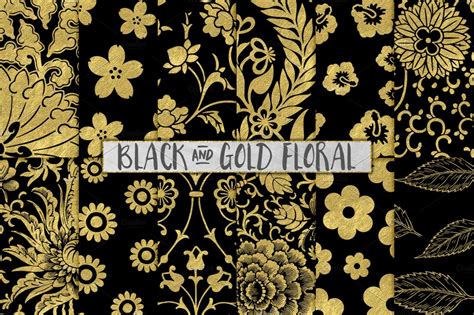 Black and gold sequin floral pattern. Black and Gold Floral Backgrounds ~ Graphic Patterns ...