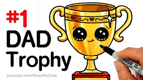 How To Draw A Trophy For Dad For Fathers Day Step By Step Cute