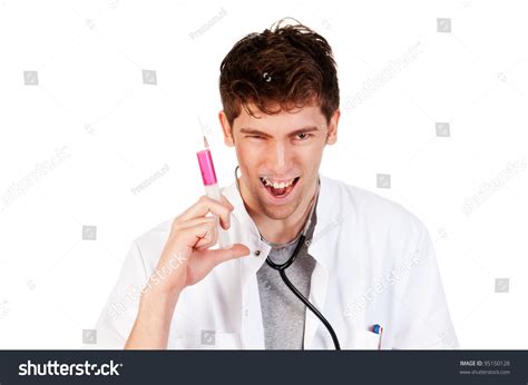 Insane Laughing Doctor Needle His Hand Stock Photo Shutterstock