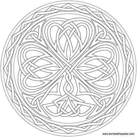 Print, color, design and share mandalas. Don't Eat the Paste: Knotted Shamrock to color or embroider