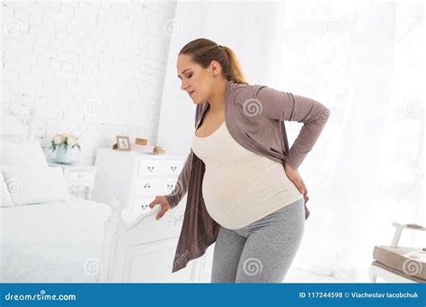 Upset Pregnant Woman Feeling Pain In Back Stock Photo Image Of