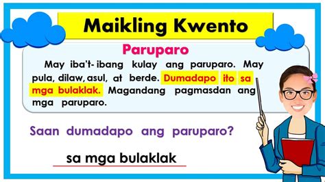 Pagsasanay Sa Pagbasa Ng Maikling Kwento Part 1 Ll Teacher Ana Online