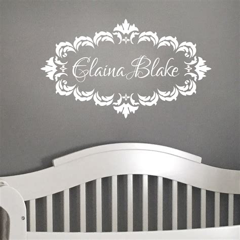 Damask Frame Shabby Chic Vinyl Wall Decal Personalized Monogram