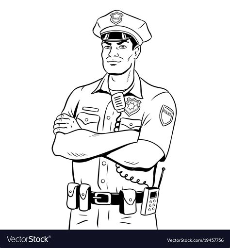 Policeman Coloring Book Royalty Free Vector Image