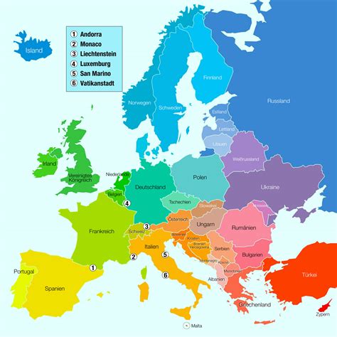 Europakarte 47 Länder In Europa Mit Kostenloser Karte