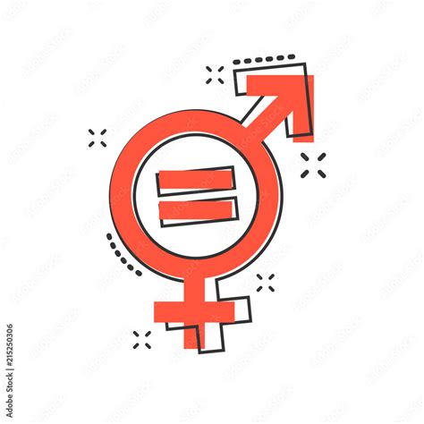 Vector Cartoon Gender Equal Icon In Comic Style Men And Women Sign