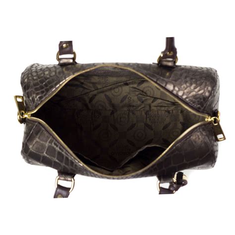 Giordano Italian Made Crocodile Embossed Bronze Leather Satc
