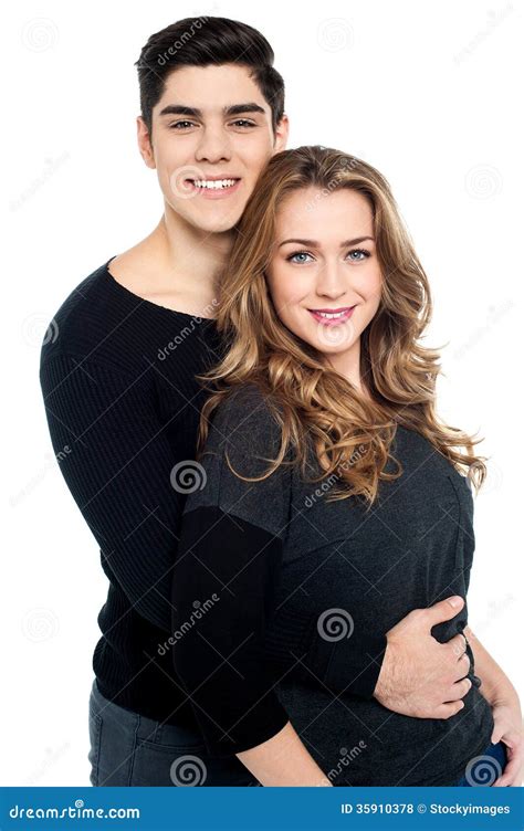 Guy With Arms Around Her Girlfriend S Waist Stock Photo Image Of Male
