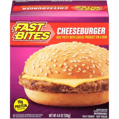 Fast Bites Cheeseburger Beef Patty With Cheese Product On A Bun Frozen