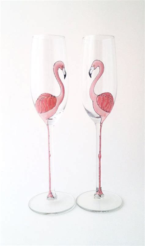 Pin By Tina Horn On ~ Flamingo ~ Hand Painted Wine Glasses Painted