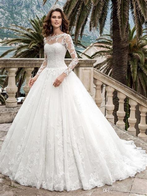 Besides, floor length dresses and gothic wedding dresses are also winners. Romance Lace Wedding Dresses 2019 Ball Gowns Long Sleeves ...