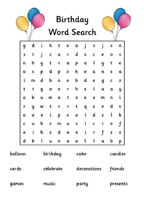 Happy Birthday Word Search Kiddo Shelter Birthday Words Happy