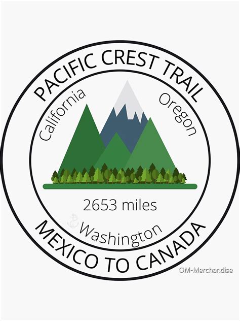Pct Pacific Crest Trail Sticker For Sale By Om Merchandise Redbubble