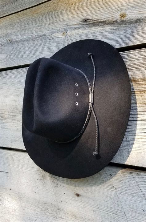 Vintage 4x Stetson Black Felt Cowboy Hat Wbraided Leather Hat Band