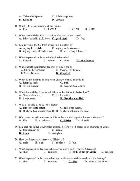 Commonlit answers ― answers to everything related to commonlit to help with that, we gathered all the answers/ keys of stories or chapters of commonlit which are listed below. Night Elie Wiesel Worksheet Answers Night Test 1 in 2020 ...