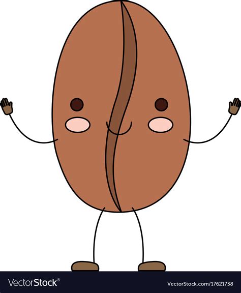 Coffee seed cartoon colorful silhouette Royalty Free Vector