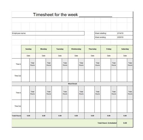 40 Free Timesheet Time Card Templates Template Lab Free Printable